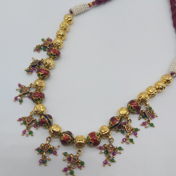Indian traditional gold necklace set in jadtar by 