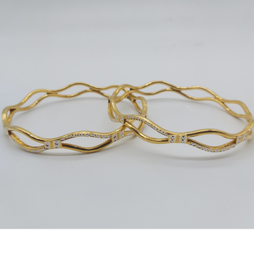 Gold zig zag pattern fashionable diamond bangles by 