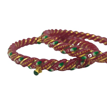 Gold Ras Chudi in cherry red color with beautiful... by 
