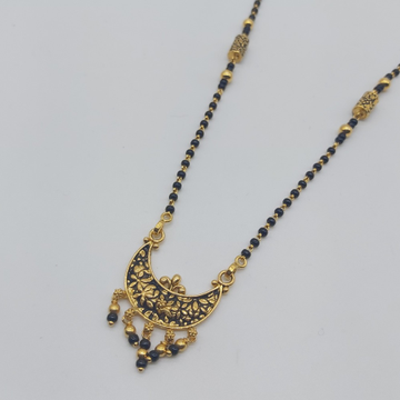 Gold single line delicate short mangalsutra in ant... by 